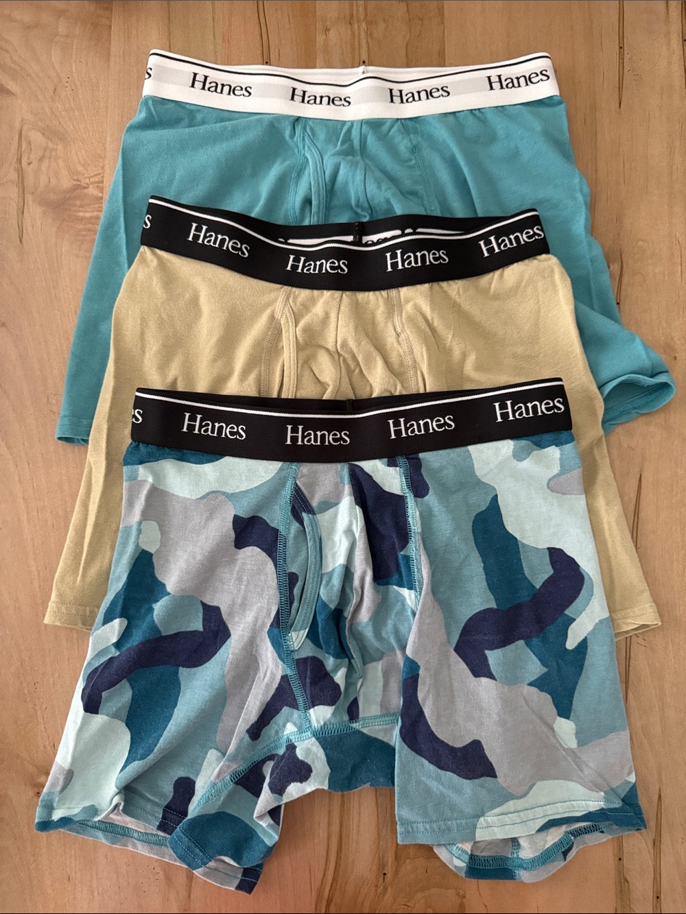 Hanes Men's Boxer Brief 3-Pack – Teal, Tan & Blue Camo